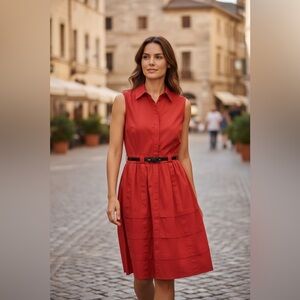 Chetta B Red Sleeveless belted Dress